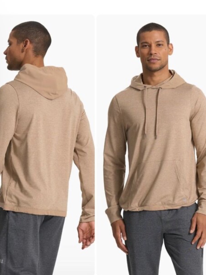 Vuori Heathered Tan Summer Elemant Hoodie Sweatshirt